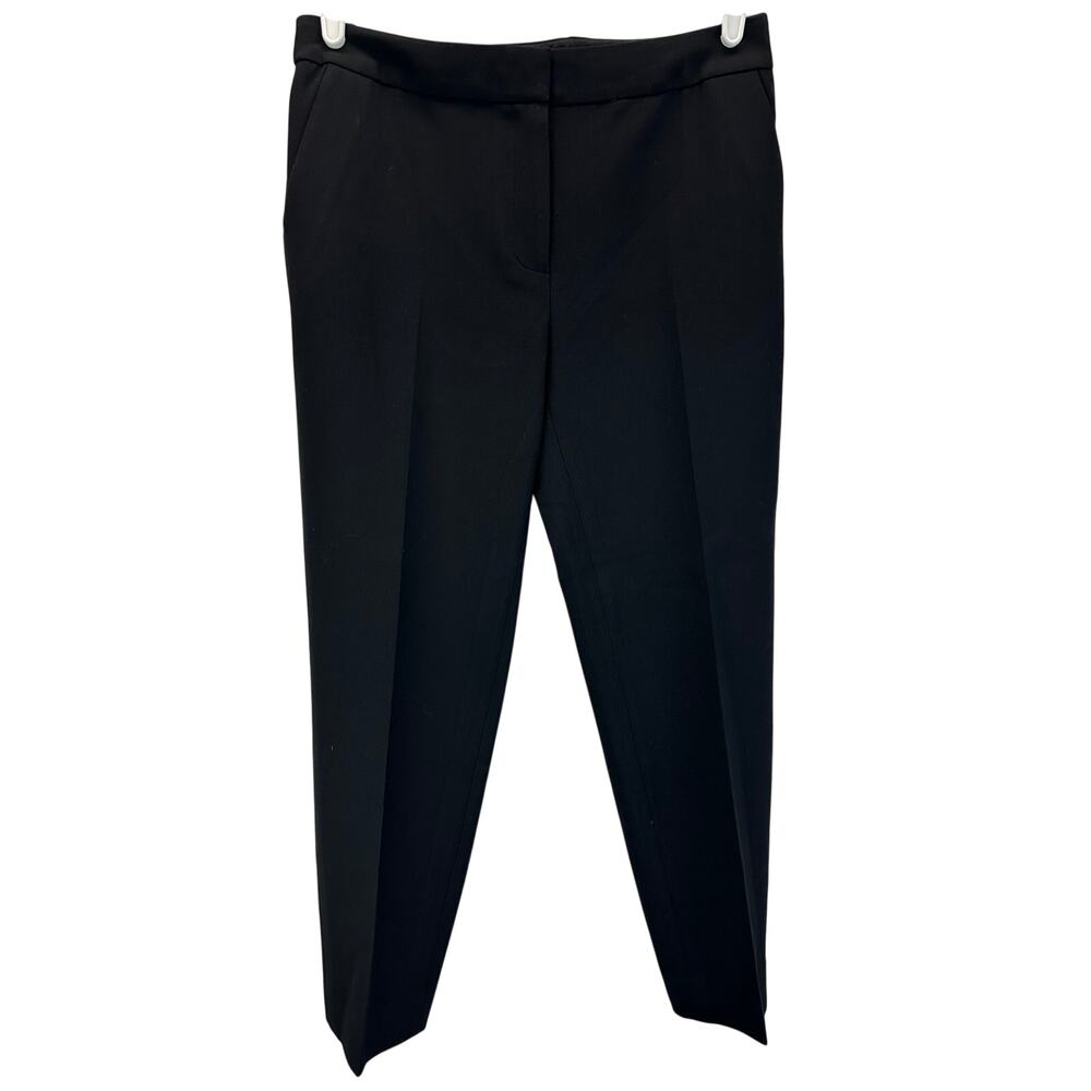 Jaeger Straight Leg Trousers Black Flat Front Size 10 Business Career Dress Pant